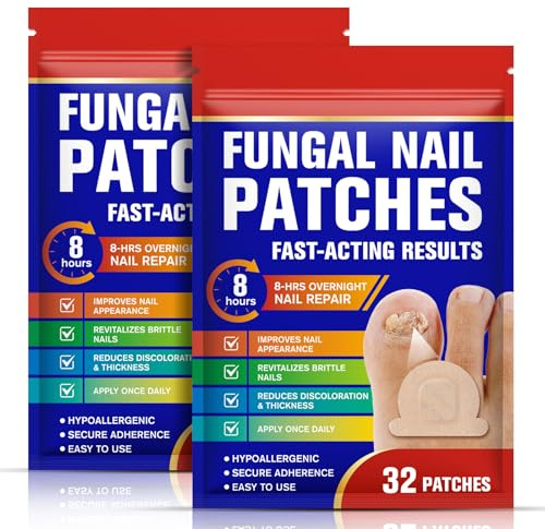 Fungal Nail Patches for Toenails, 64PCS Fungal Nail Treatment Patches, Nail Repair for Damaged Nails - Revitalizes Brittle Nails, Reduces Discoloration & Thickness