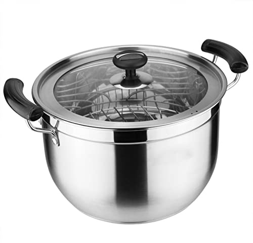 CAFIEDR Thickened Household Large-capacity Stock Pot - Multi-functional Compound Bottom Soup Pot, 304 Stainless Steel Stock Pot, Spill-proof Stockpot With Glass Lid(22cm)
