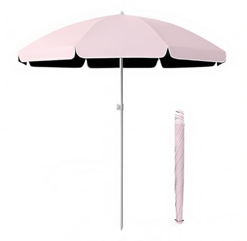 Strandschirm, 220 cm, leicht, faltbar, Sonnenschirm mit Tragetasche, für Garten, Balkon und Camping, 2,4 m, Outdoor-Sonnenschutz (Rosen)