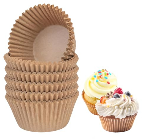 JUGUTA 200 Pièces Caissette Muffins Papier, Standard Naturel Moule Muffins Papier, Résistant à la Graisse, Non Blanchi, Pour Fêtes, Anniversaires, Mariages, Caissettes Cupcake
