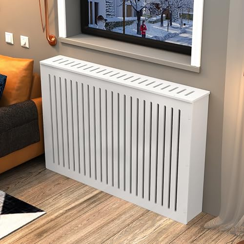 White Heat Radiator Cover Shelf, Radiator Top Cover Decoration Cabinet, Heater Decorative Cabinet, Hide Cluttered Pipes, Breathable and Waterproof, Easy to Install(90*70*20cm/35.4*27.5*7.9in)