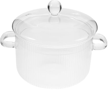 SMASOLO Borosilicate Glass Simmer Pot with Cover Transparent Cooking Pot with Dual Handles for Stove Safe for Soup Milk Food Fruit and Spices Suitable for Small Kitchens
