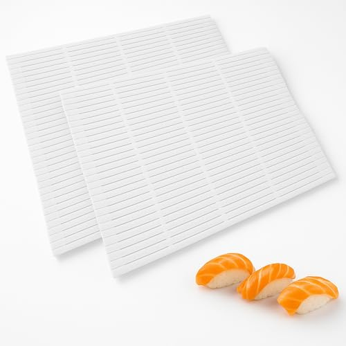 PARENCE.- Set mit 2 halbstarren Sushi-Matten - Rollmatten 24x21 cm - Wiederverwendbares und hygienisches Küchenzubehör - ideal für selbstgemachte Makis - Farbe weiß - 2 Stück