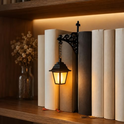 Farol decorativo para biblioteca, iluminación de estantería, lámpara de estantería, luces de estante para libros, decoración colgante para rincón de lectura, hogar, escritorio, regalo literario para