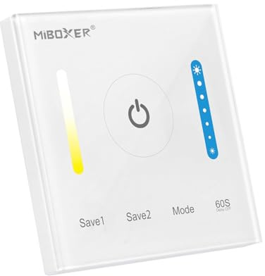 LIGHTEU, MiBoxer CCT LED Wandpanel – 2.4GHz Funk Controller für Dual White Beleuchtung, Farbtemperatur & Helligkeit einstellbar, Touch Glaspanel 12–24V, P2