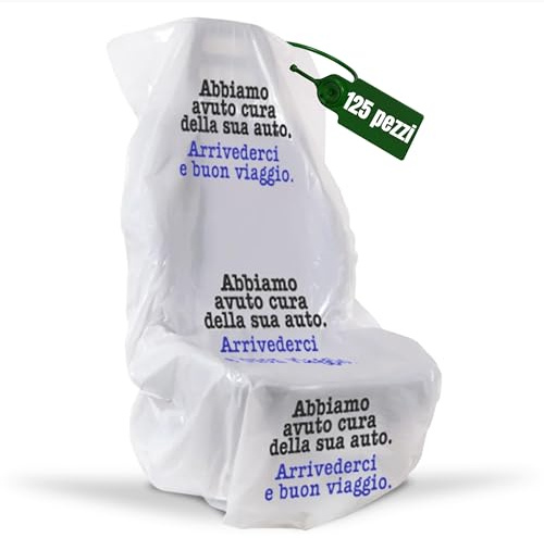 PLASTISAK - Bobina Coprisedili Usa e Getta Universali 125 Pezzi con Stampa di Cortesia - Coprisedili Usa e Getta per Auto per Officine, Concessionarie, Carrozzerie