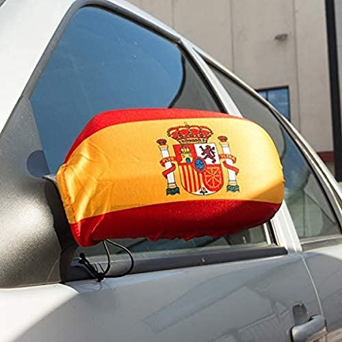 AZ FLAG Spiegelflagge Spanien 30x20 cm Spanische Polyester-Spandex Spiegel | Für außen Spiegelüberzug España elastisches Gewebe mit verstärkten Kanten mit Seitenspiegel