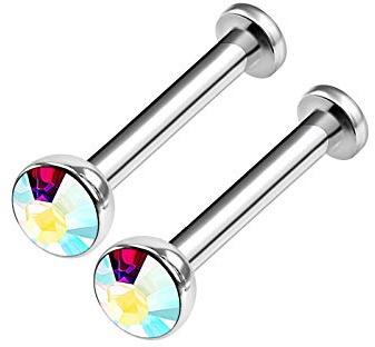 KJM FASHION 2 STK Edelstahl Lippe 1,2mm 16g Ohrringe Piercing Schmuck