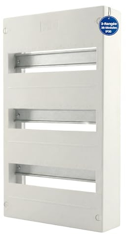 Intratec Coffret de Distribution Électrique en Saillie 3 Rangée – Boîtier IP30 avec 36 Module pour Installation Facile en Intérieur Résidentiel et Professionnel – 463 x 250 x 70mm avec Rail DIN
