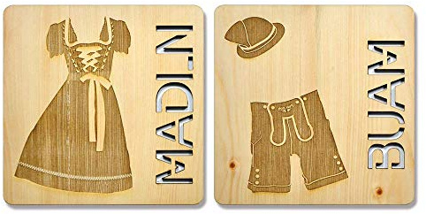 WC-Schilder | Türschilder aus Holz für Toilette & WC | Madln & Buam