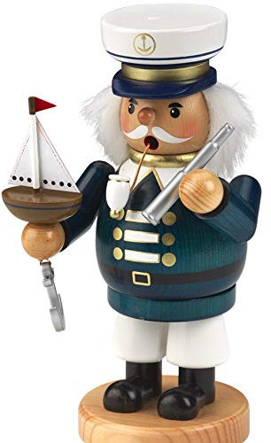 SEEAS Räucherfigur KAPITÄN - XL 22cm ! - stilecht mit Boot Anker Fernrohr Pfeife und Kapitänsmütze