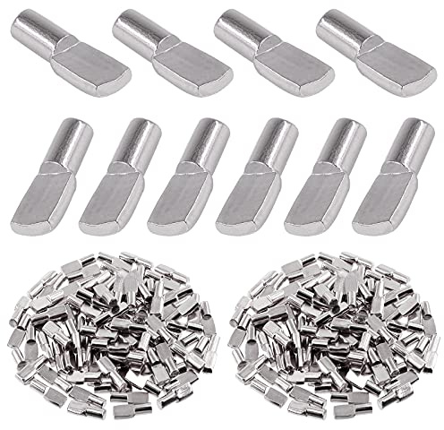 Swpeet Lot de 120 broches d'étagère en métal plaqué nickel en forme de cuillère pour meubles, étagères, centres de divertissement