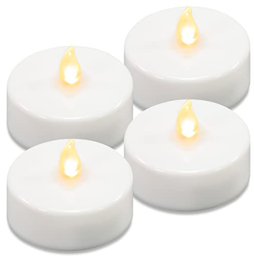 Nipach 4er Set LED Maxi Teelicht weiß - batteriebetrieben mit Timer - Teelichtkerzen Xmas Romantiklichter Entspannungslicht Weihnachtsdeko für Innen