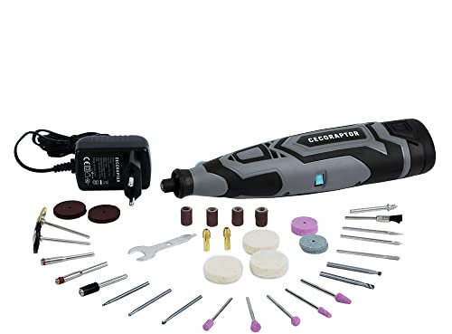 Cecotec Multitool Rotativo di Precisione CecoRaptor Polish&Sand 1200 Ultra. Batteria 12V e 1500 mAh, Velocità senza Carico 25000 RPM, Autonomia 60 min, Kit 60 Accessori