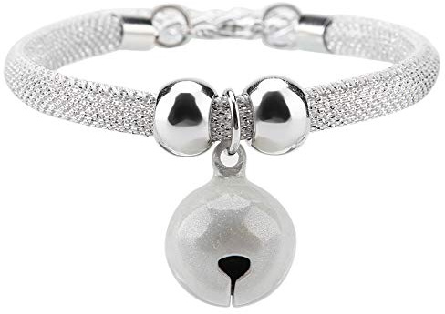 Collar de Gato Estilo Japonés con Campana, Collares Mascotas Hechos A Mano Accesorios Aseo Suministros Cadena Extensión Campana para Gatitos Cachorros Pequeños Perros Rango Ajustable 20-38cm(Blanco)