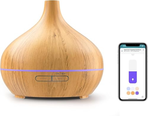 Meross Smart Wi-Fi Essential Oil Ultrasonic Diffuser | Ultrasonic Humidifier for Bedroom, Works with HomeKit, Alexa, Google Home, LED light, Voice/Remote Control, Ultra Quiet