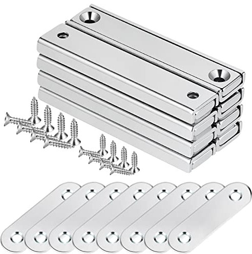 Wukong 8PCS Magneti Rettangolari, 60x13,5x5mm Magneti con Foro Svasato 25 kg Potente Magnete Neodimio per Frigorifero Uffici Lavagne Bianche Cucina