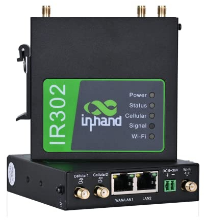 InHand Networks IR302 Industrial IoT 4G LTE VPN Cellular Router, LTE Cat 4+ Wi-Fi, Dual sim Card Slots, Management by Cloud Platform, DI/DO Port, Support T-Mobile, AT&T & Verizon, UL Certification