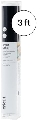 Cricut Smart Label beschreibbares Vinyl, permanent, 0, 9 m, selbstklebende Vinylrolle, für Explore 3 und Maker, 2009446, Schwarz, 0.9m (3ft)