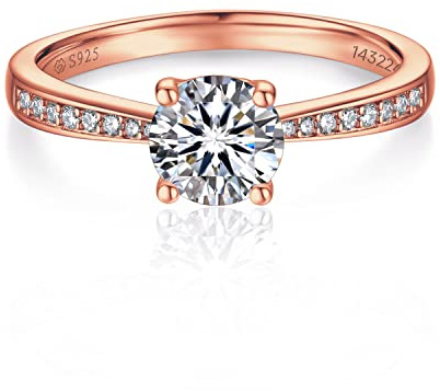 MomentWish Verlobungsring Damen Rosegold 1 Karat Moissainte Ring Frauen