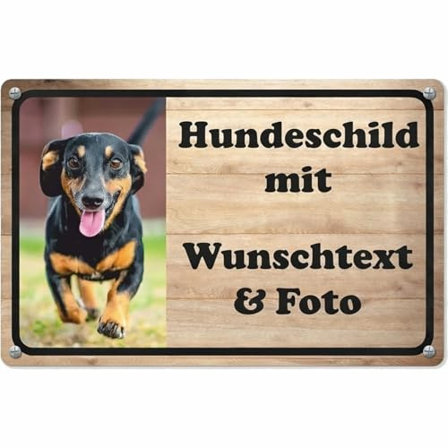 INDIGOS UG - PVC 5mm Schild - Hund - mit Wunschtext und Foto - Spruch - Design Deko Geschenkidee individuell personalisiert - Schilder selbst gestalten