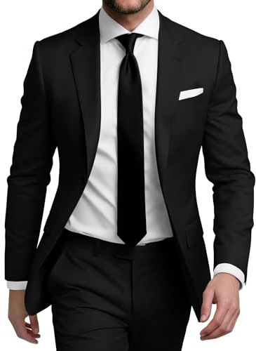 SHUZHXLZANGY Mens 2 Piece Suit Regular Fit Black Mens Business Suit Casual M