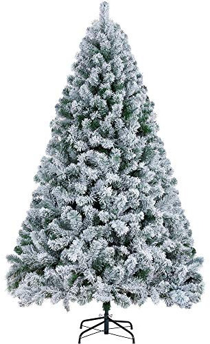 Yaheetech 183cm Árbol de Navidad Artificial con Nieve 820 Puntas Realista PVC Robusto Abeto Soporte Metálico Decoración para Navidad
