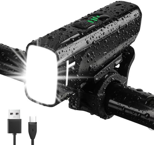 JATEKA Fahrradlicht Vorne 60 LUX, StVZO Zugelassen Fahrradlampe Vorne mit Batterieleistungsanzeigefunktion, IPX5 Wasserdicht und USB-C Aufladung Fahrrad Licht, Keine Blendung für Kinder und Erwachsene