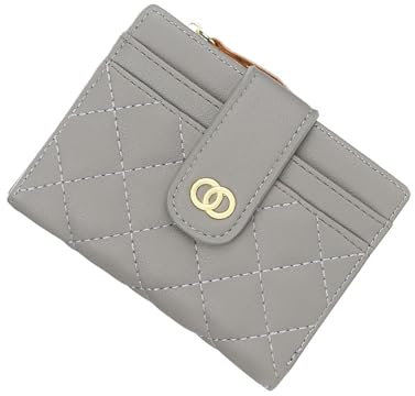 SUNAVY® Mini Geldbörse Damen Klein Viele Fächer Mit 8 Kartenfäche und Münztasche Kleines Portemonnaie Damen Leder RFID Schutz Geldbeutel Damen Klein (kleine Grau)