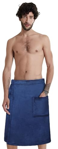 FakeFace Saunakilt Herren Saunahandtücher Weiches Badetuch Strandtuch Handtuch Männer Sauna Kilt kurzer Schnitt, Gummibund, Weicher Saunatuch Saunarock mit aufgesetzter Tasche