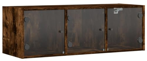 vidaXL Wandschrank mit Glastüren Räuchereiche 102x37x35 cm