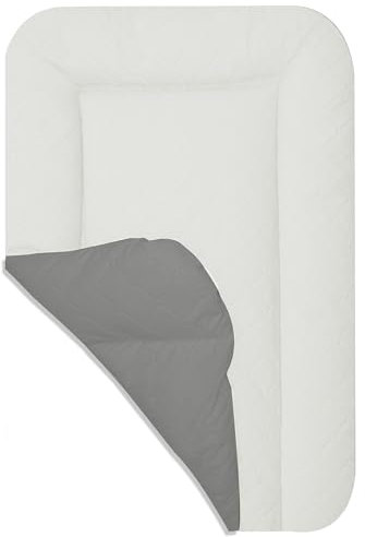 Baby'ness Wasserfest Wickelauflage - 50x70 cm - Hochwertig, Abwischbar, Leicht zu Reinigende - Erweitern Sie Ihren Wickelbereich mit Wickelunterlagen - Gesteppt Grau Weis