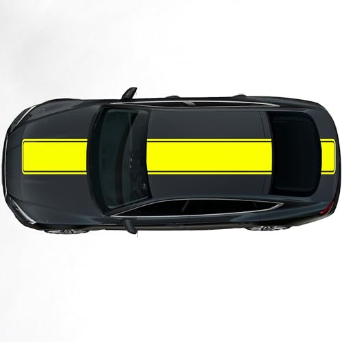 Kiwistar - Autoaufkleber Rallye Streifen - 20 x 400 cm - Neongelb glänzend - selbstklebend - Viperstreifen für Auto, Motorhaube, Karosserie - Tuning Aufkleber Racing Deko