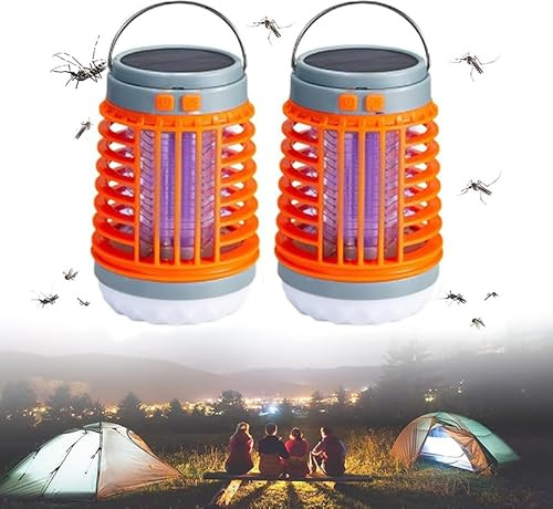 EHOTER Mozz Guard Mosquito Zapper 2024 Lampe Anti Moustique Buzzbug Lantern Tue Mouche Electrique Rechargeable USB pour Intérieur Et Extérieur Camping Pique-Nique Terrasse Jardin (Orange*2)