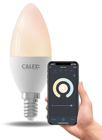 CALEX - Smart LED Bulb E14, WiFi LED Candle Bulb, Warm White Light, App and Works with Amazon Alexa and Google Home, 5W
