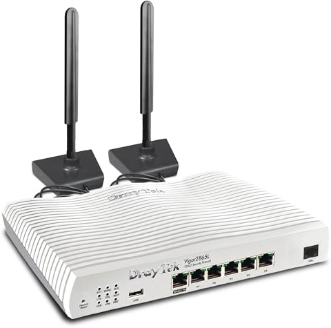 DrayTek Vigor 2865L-5G Wired Ethernet/VDSL Router With 5G/LTE Modem, VPN, 5+1 GbE LAN Ports, Load Balancing, QOS, Ideal For Business