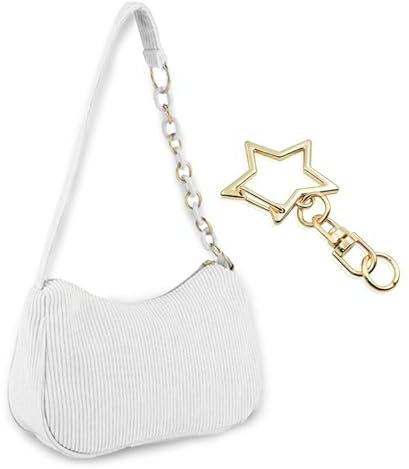 Handtasche Klein,Handtasche Weiß,Schultertasche Damen Klein,Cord Schultertasche,Achsel Tasche,Aesthetic Mini Schultertasche,Geeignet für Dating,Reisen und Partys,Geschenk für Freundin/Tochter/Mutter