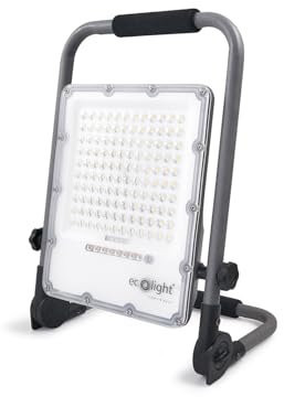 Tragbarer LED-Strahler 50W – Mobiler LED-Halogen Weiß – Neutralweiß 5000K – Arbeitsstrahler mit Halterungen – IP65 Wasserdicht – Für Werkstatt, Baustelle, Garage – 6Ah – 268x372x198mm