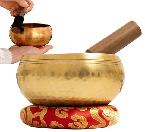 Tibetisches Klangschalen-Set,Tibetische Klangschale | Handgefertigte Klangschale - Tibetische Klangschalen mit Kissenschlägel für Yoga, Meditation, Achtsamkeit, Chakra-Ausgleich