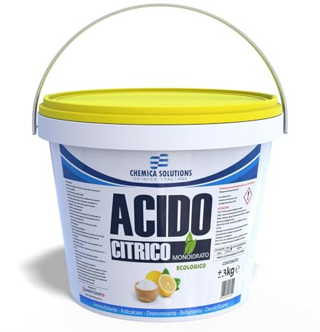 Acido Citrico Monoidrato Detersivo igienizzante cura lavatrice in polvere, Pulizia Calcare, Brillantante Decalcificante Macchina da caffè, Ecologico Naturale per Lavatrice Barattolo da 3Kg