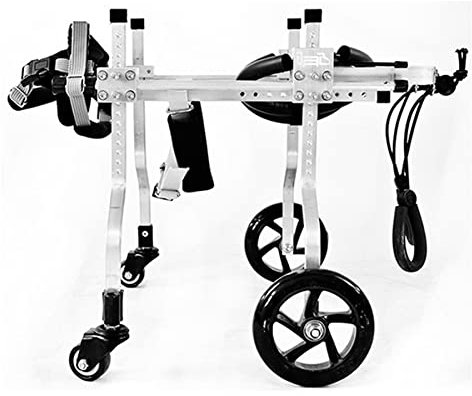 CAFIEDR Verstellbarer Hunderollstuhl mit 4 Rädern, für mittelgroße/kleine behinderte Tiere, Haustierwagen zur Rehabilitation der Vorder- und Hinterbeine(Zu)