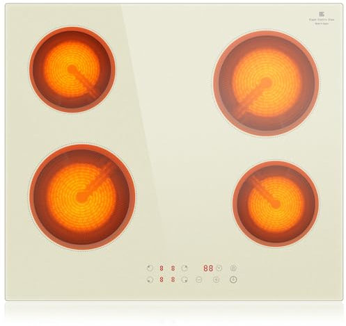 NOXTON Placa vitroceramica 4 Fuegos 60cm, Incorporado, Control deslizante, 9 niveles de potencia, Bloqueo para niños, Indicador de calor residual, 6000W, 220-240 V