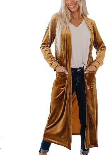 Giacche in velluto autunnali cardigan spolverini per donna casual vintage in velluto giacca lunga trench