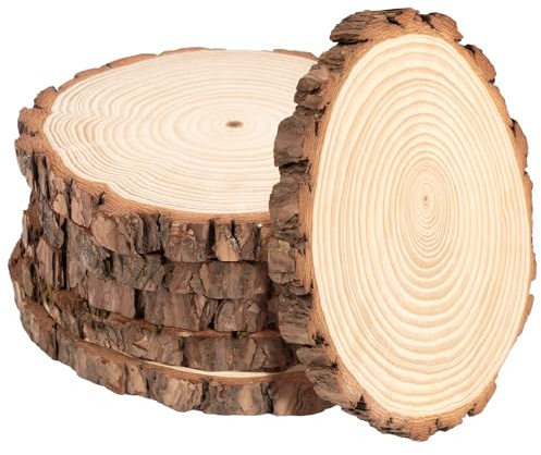 Truevaste Holzscheiben 12er Set 18-20 cm Runde Baumscheiben ohne Loch – Unbehandelte Holz Log Scheiben aus Kiefernholz für DIY Basteln, Hochzeit und Weihnachtsdeko, 15mm Dicke