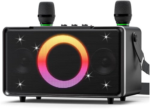 GFEEN Party Bluetooth Speaker: 100W Peak Loud! Deep Bass, 15H Playtime, Large Wireless Speakers, Powerful Sound, Light Show, Fast Charging for Outdoor, Backyard, House(Silver with 2Mic)