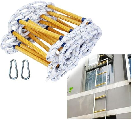 10FT/16FT Balcony Fire Escape Ladder With Hooks Carabins Portable For Adults Multi-use Kids Work For Treehouse And Outdoor(59FT/18M)