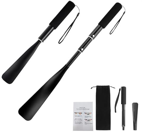 YUNYU Calzascarpe lungo telescopico 33-85 cm allungabile calzascarpe lungo in plastica con manico in metallo per uomini, donne, bambini e anziani