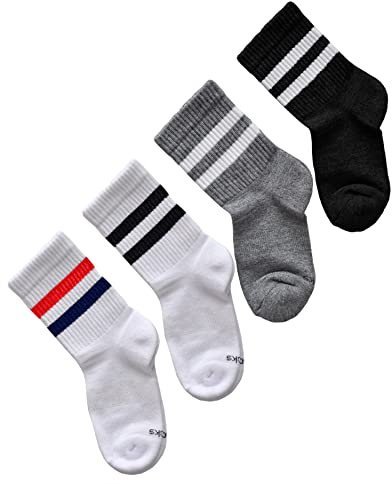 VITSOCKS Vadderade Sportstrumpor Barn, BAMBU Mjuk Mysig (4x Flerpack) Pojkar & Flickor, vit svart grå, 35-38