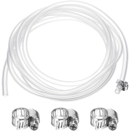 sourcing map Silicone Tubing, 0.2 ID. 0.35 OD. 9.84 ft Length Transparent Tube with Clamps High-Temperature Silicone Hose Tube for Water Oil Transfer, Clear