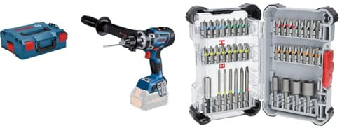 Bosch Professional 18V System BITURBO Cordless Combi Drill GSB 18V-150 C (max. Torque 150 Nm, incl. Aux. Handle, L-BOXX Inlay) + 43x Extra Hard Screwdriver Bit Set (197 x 110.5 mm, Accessories)